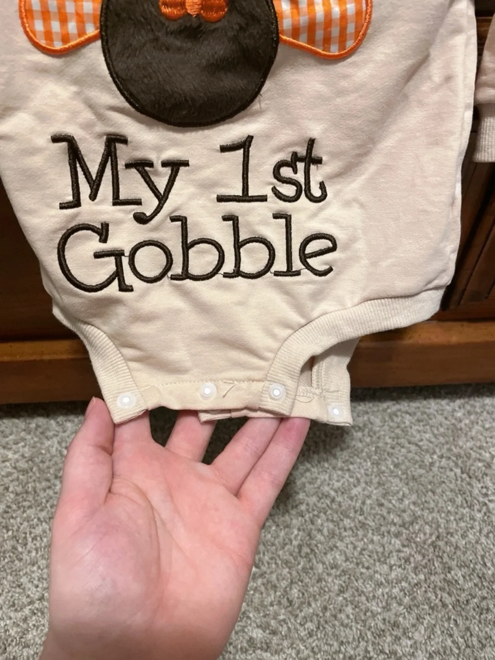 Thanksgiving My 1st Gobble Onesie Size 1-3 months. - Picture 3 of 5